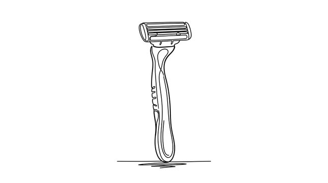 Minimalist black and white sketch of a safety razor.