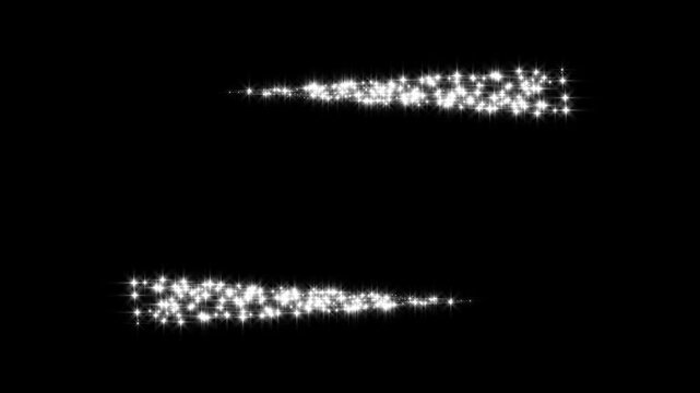 Seamless looping parallel white star trail border 4K animation with glowing particle frame on black background