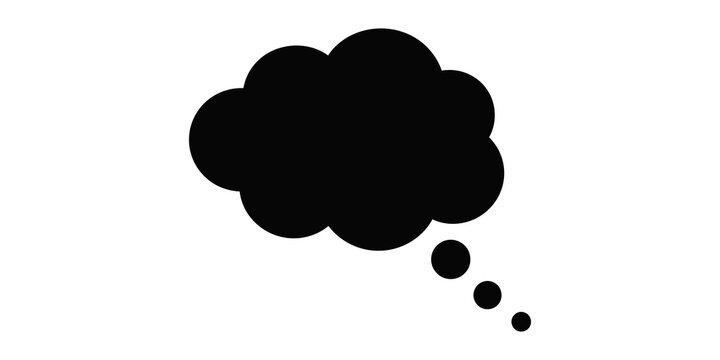 Single large thought bubble speech cloud in solid black for creative graphic design and messaging concepts.