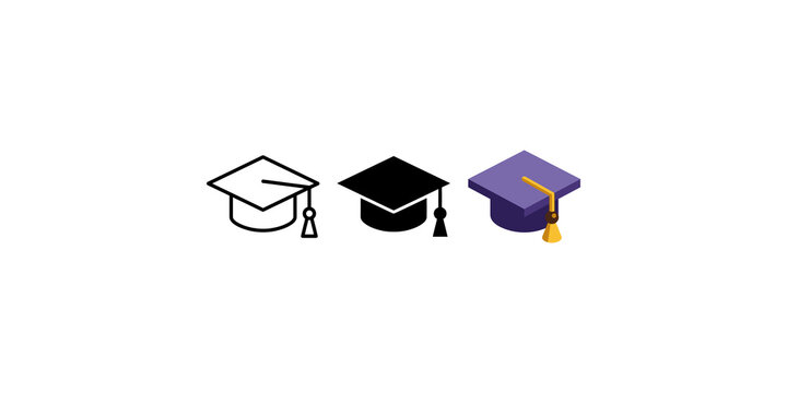 Graduation caps collection with varied artistic styles for educational or academic design projects.