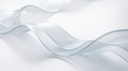 Fototapeta premium Abstract flowing white silk fabric waves on soft light background