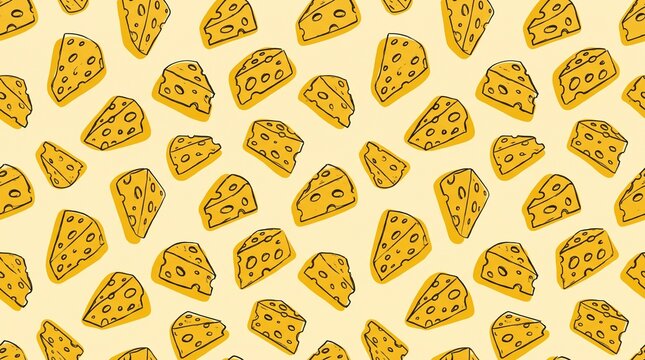 Seamless yellow cheese wedge pattern illustration