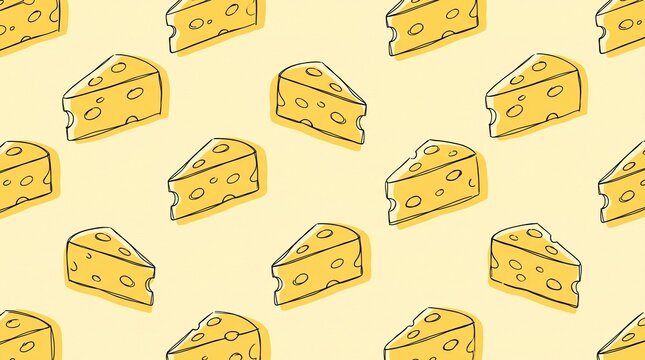 Seamless yellow cheese wedge pattern illustration