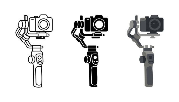 Handheld camera gimbal stabilizer icon set