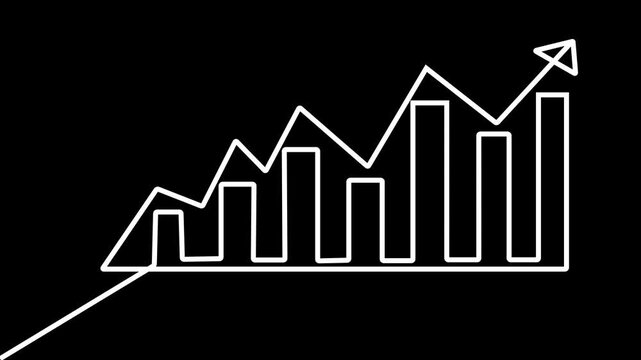 Line business growth money one continuous finance art graph financial icon coin single. Growth one line money chart sketch cash concept hand investment business arrow 4k video