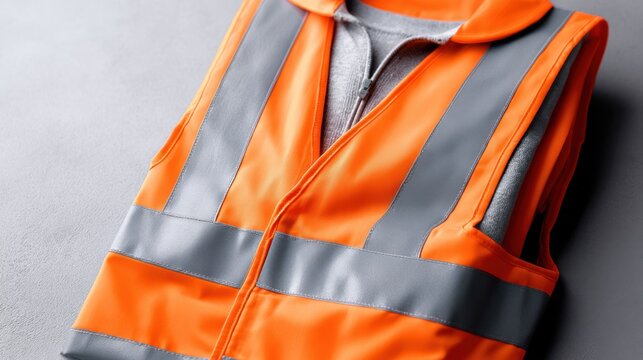 High-visibility safety vest with reflective stripes, essential for industrial work and road safety