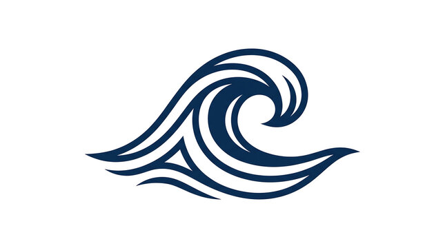 Abstract Blue Wave Design with Curved Lines and Swirls.