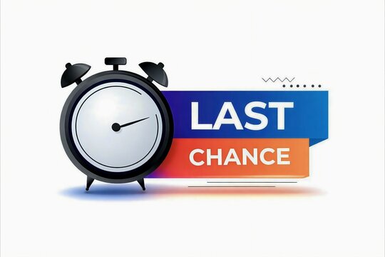 Last chance alarm clock with colorful banner