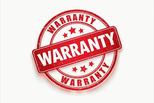 Bold red warranty stamp with stars for product assurance