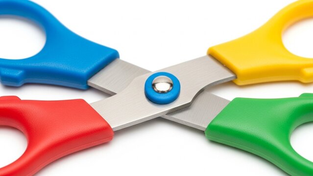 Multi colored plastic safety scissors for children