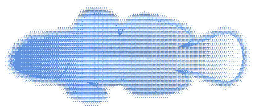点描タッチの観賞魚 シルエットイラスト 青単色・背景透過 ドットマリン