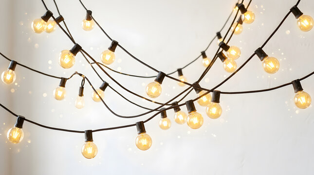 Warm glowing string lights with sparkling effects creating a festive and ambient atmosphere.