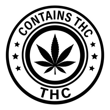 Contains THC Warning Label Stamp with Marijuana Leaf