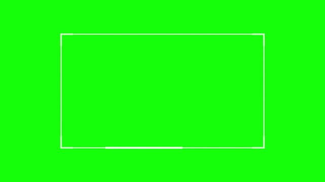 Minimalist white rectangular frame outline on green screen a simple frame