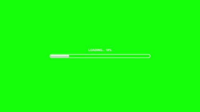 Loading progress bar with percentage on green screen a graphic