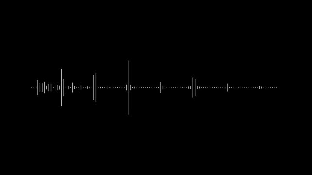 Audio waveform spectrum animation alpha channel. Sound waves on black background . Audio visualiser. Music equaliser