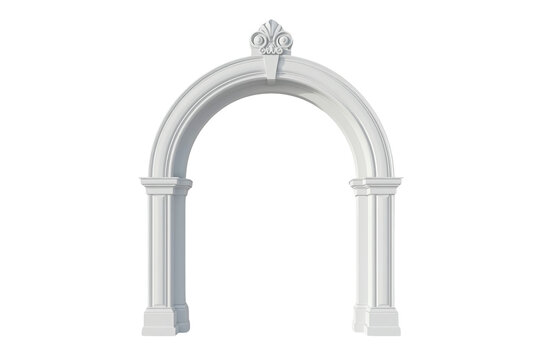 White classical architectural arch with decorative columns