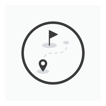 Golf course map icon with flag and location pin