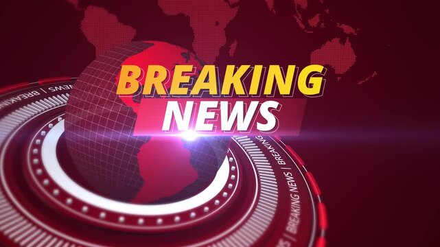 4K Breaking news broadcast intro background featuring digital 3d globe world map graphic for social media stories 4k footage