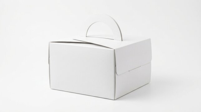 blank white cake box with handle isolated on white background