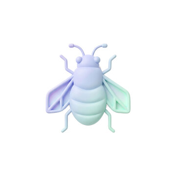 Font specimen bee insect pastel gradient 3D icon as transparent object