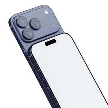 Realistic 3D smartphone mockup devices display showing, with a blank screen and clean isolated composition for app design, branding, ads, digital product, website, gadget, digital presentations