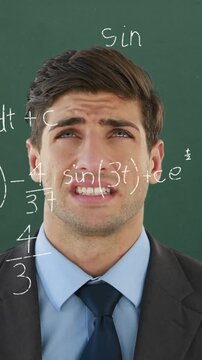 Student and mathematical equations with figures 4k