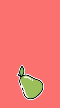Animation of falling green pears on pink background