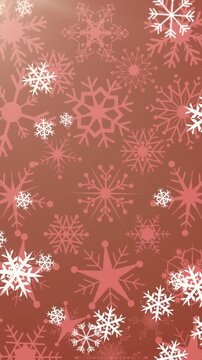 Animation of snow falling on red background at christmas