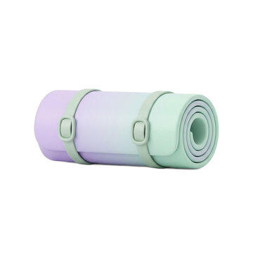 Font specimen rolled yoga exercise mat pastel as cut out PNG