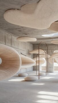 Organic Columns Supporting Curved Concrete Ceiling