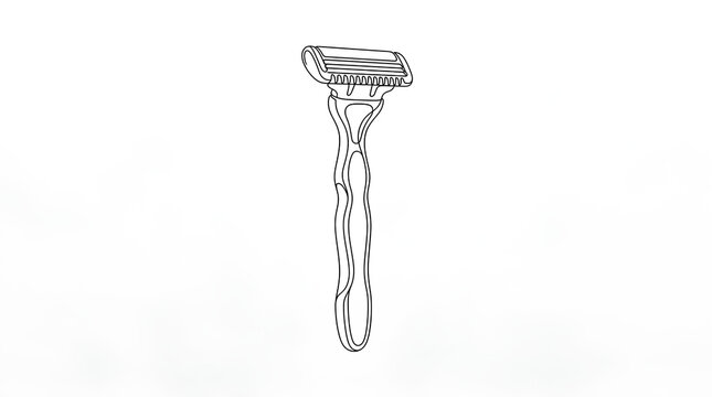 Minimalist line drawing of a manual shaving razor