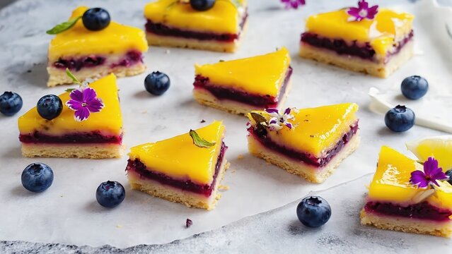 Lemon Berry Dessert Squares Flat Lay
