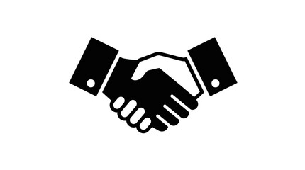 Black handshake icon representing agreement partnership and business deal. © MD