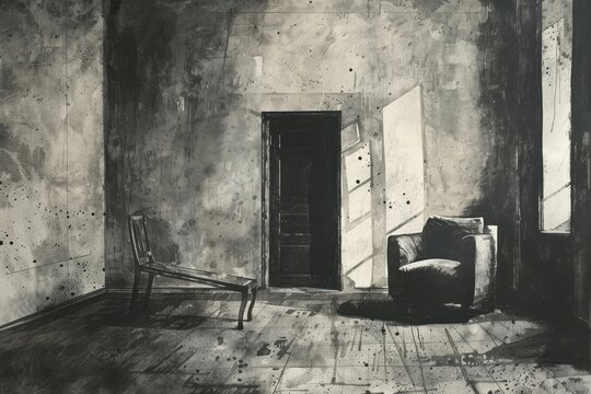 Living room of etching art architecture furniture.
