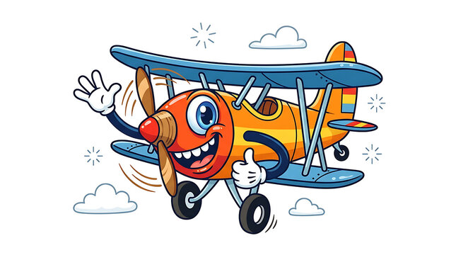 Retro 1970s style vintage propeller aircraft vector illustration