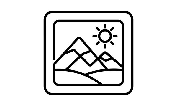 Picture gallery icon landscape photo image line art symbol isolated on transparent background