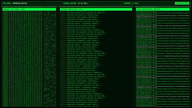 System Core Override Global Network Decryption Animation.