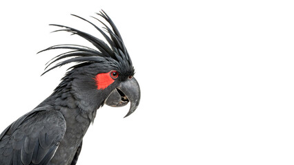 Exotic black cockatoo bird portrait isolated on a white background tropical wildlife © Jack