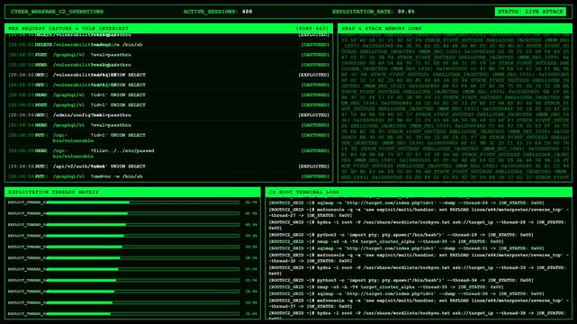 Cyber Warfare Command Control Exploitation Attack Animation.