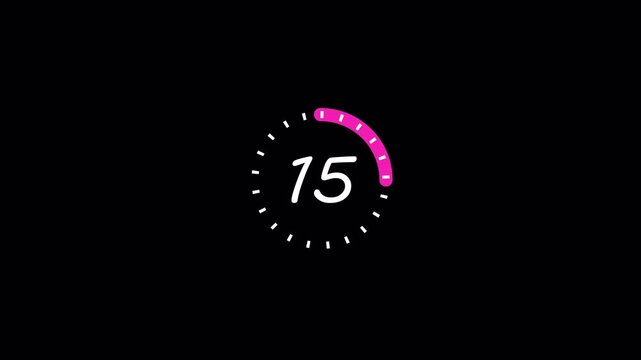 Twenty Second Countdown Timer Completed in 20 Seconds, Digital 20 Second Countdown Timer Animation with 4K Alpha Channel