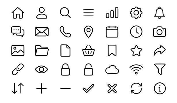 SEO Title:
Minimalist Rounded Linear UI Icon Collection for Web and Mobile Applications