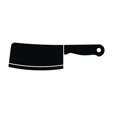 Black butcher knife icon on white background