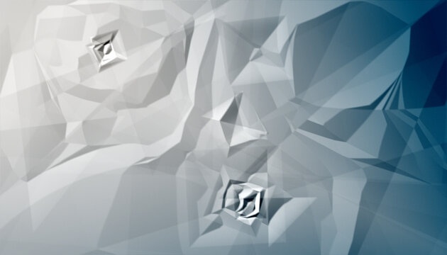 Crumpled blue colored paper texture background with subtle blue gradient and geometric shapes creating a modern and elegant design for digital presentations.