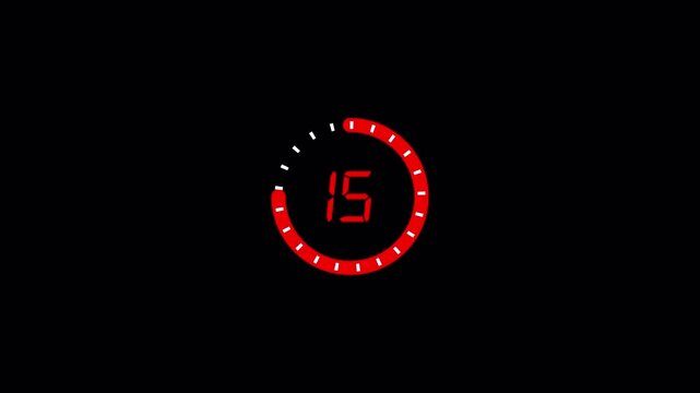 Twenty Second Countdown Timer Completed in 20 Seconds, Digital 20 Second Countdown Timer Animation with 4K Alpha Channel