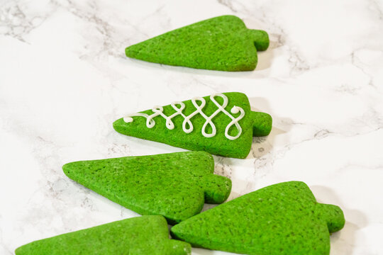 Decorating Festive Christmas Tree Cookies with Royal Icing