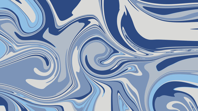 Abstract blue and cream liquid marble swirl background texture with modern fluid wave pattern.