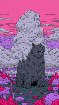 Cute Surreal Cartoon Creatures in a Dreamlike Alien Fantasy World