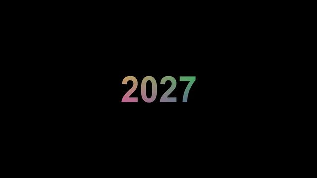 Digital Year Counter 2000 to 2027 Animation on Black Background, Futuristic Number Transition