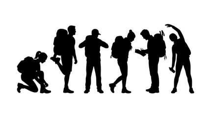 Obraz premium Silhouette people silhouette series showing different poses and activities isolated on transparent background, Vector